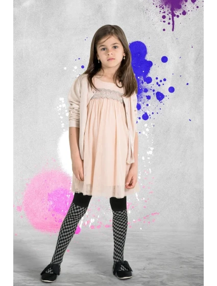 DÍVČÍ VZOROVANÉ PUNČOCHOVÉ KALHOTY OŘÍŠKOVÁ DR2323