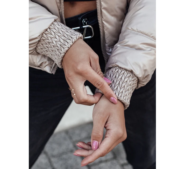 Dámská zimní bunda FASHWARM krátká prošívaná s kapucí velbloudí FashionStreet TY4638