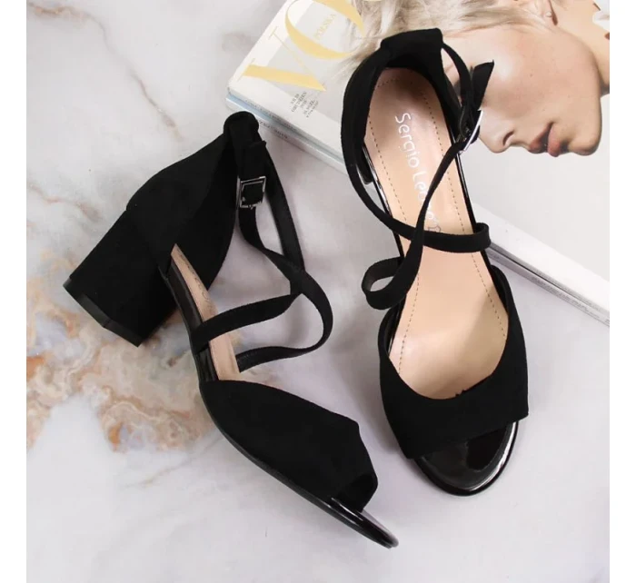Černé sandály na jehlovém podpatku W model 21777516  Sergio Leone - Inny
