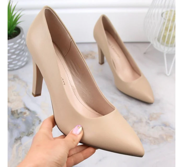 Sergio Leone W SK415B béžové lodičky na podpatku