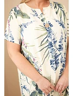 Dámské viskózové šaty Plus Size s krátkým rukávem a výstřihem na knoflíky žlutá