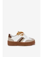 Dámské Tenisky Na Platformě S Dvojitým Šněrováním Leopardí Bílé Niteria Dámské Tenisky Na Platformě S Dvojitým Šněrováním Leopardí Bílé Niteria