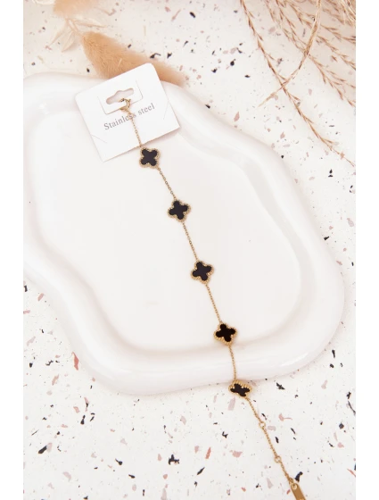 Náramek s přívěsky nerezová ocel zlatá-černá Náramek s přívěsky nerezová ocel zlatá-černá