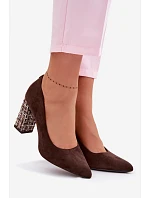 Semišové lodičky na sloupku  Hnědé model 22091798 - SERGIO LEONE