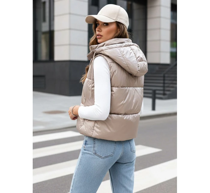 Dámská prošívaná vesta OSHE béžová FashionStreet TY3703
