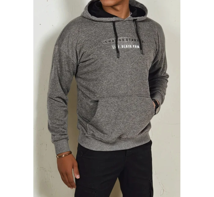 Pánská antracitová mikina s potiskem FashionStreet BX5723