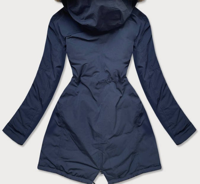 Tmavě modro-šedá oboustranná dámská zimní bunda s kapucí (W210)