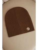 Dámská čepice s proužky a ozdobným knoflíkem s přídavkem vlny a modalu hnědá Dámská čepice s proužky a ozdobným knoflíkem s přídavkem vlny a modalu hnědá