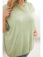 Dámská mikina Plus Size s kapucí a potiskem mátová