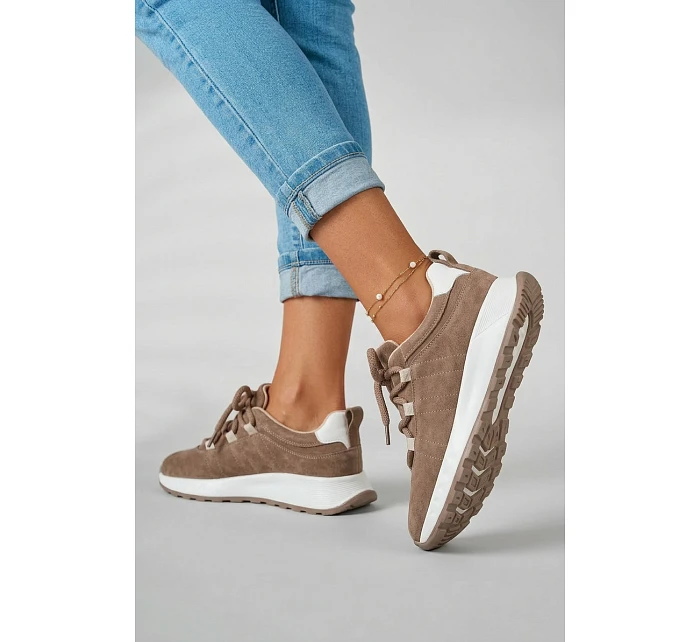 Dámské kožené semišové tenisky Hnědé model 22069525 - EVENTO