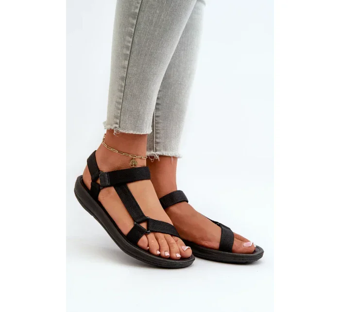 Dámské sportovní sandály se suchým zipem černé Vilari