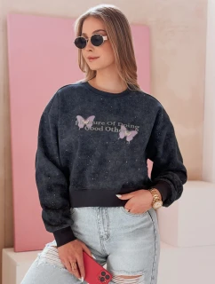 Dámská oversize mikina s vázáním v barvě motýla SPARKI námořnická modrá FashionStreet BY1403