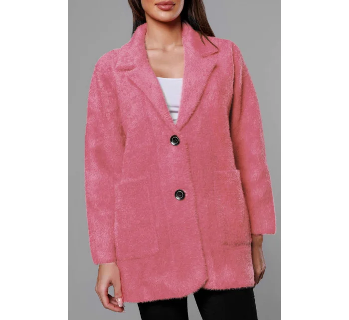 Krátký vlněný přehoz přes oblečení typu alpaka v lososové barvě model 18059153 - MADE IN ITALY