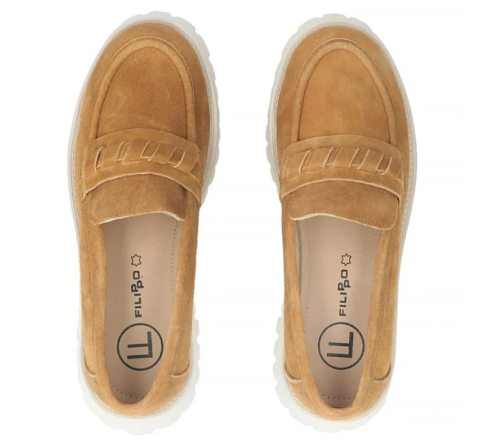 Dámské semišové kožené polobotky lords camel Filippo DP7554