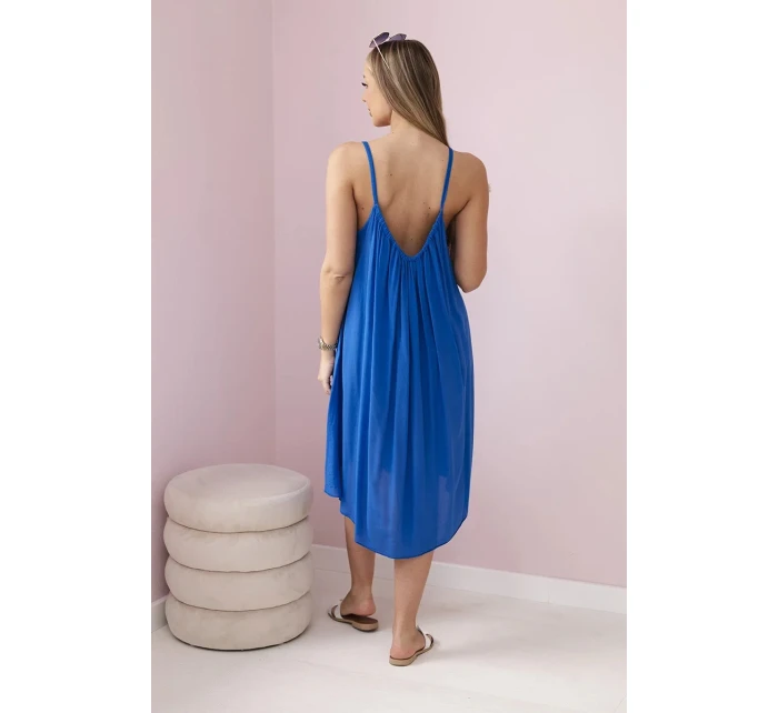Viskózové šaty na ramínka chrpově modrá Viskózové šaty na ramínka chrpově modrá