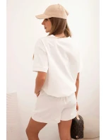 Dámská punto souprava s krátkým rukávem a model 21176902 šortkami ecru - K-Fashion Dámská punto souprava s krátkým rukávem a model 21176902 šortkami ecru - K-Fashion