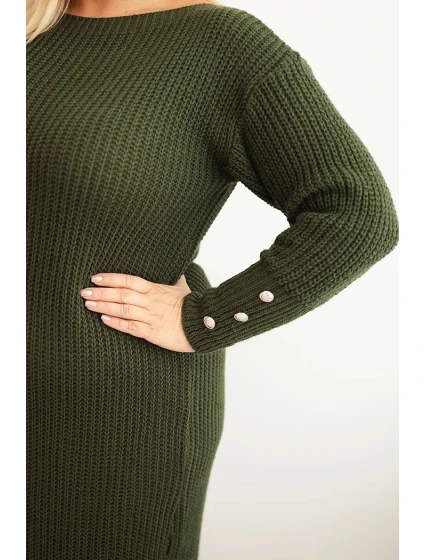 Dámská šaty Plus Size s oversize s kapsou khaki model 21393368 - K-Fashion