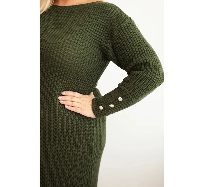 Dámská šaty Plus Size s oversize s kapsou khaki model 21393368 - K-Fashion