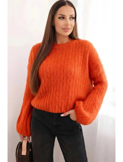 Svetr dámský z mohairu s model 21794217 rukávy malinová - K-Fashion