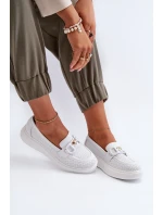 Dámské kožené mokasíny na platformě bílé model 21655823 - S.Barski