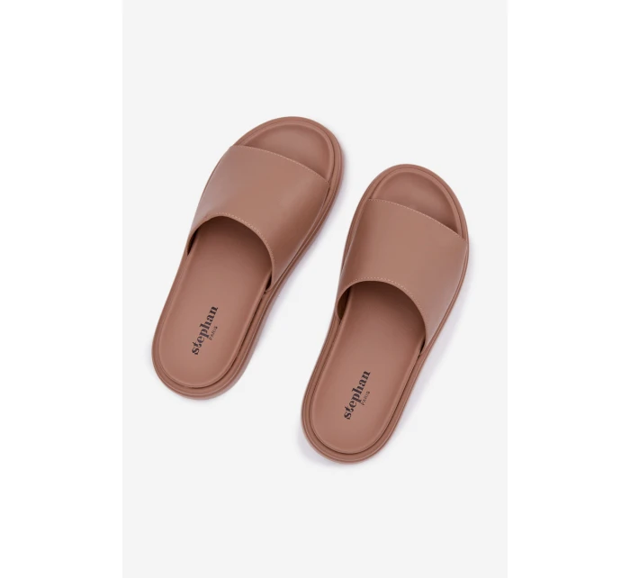 Dámské pantofle na platformě – tmavě béžové Tanelisse