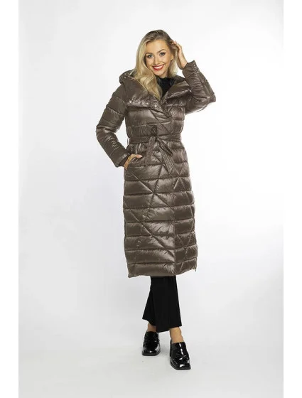 Dámská bunda ve velbloudí barvě s páskem pro zavazování model 21247094 - Ann Gissy