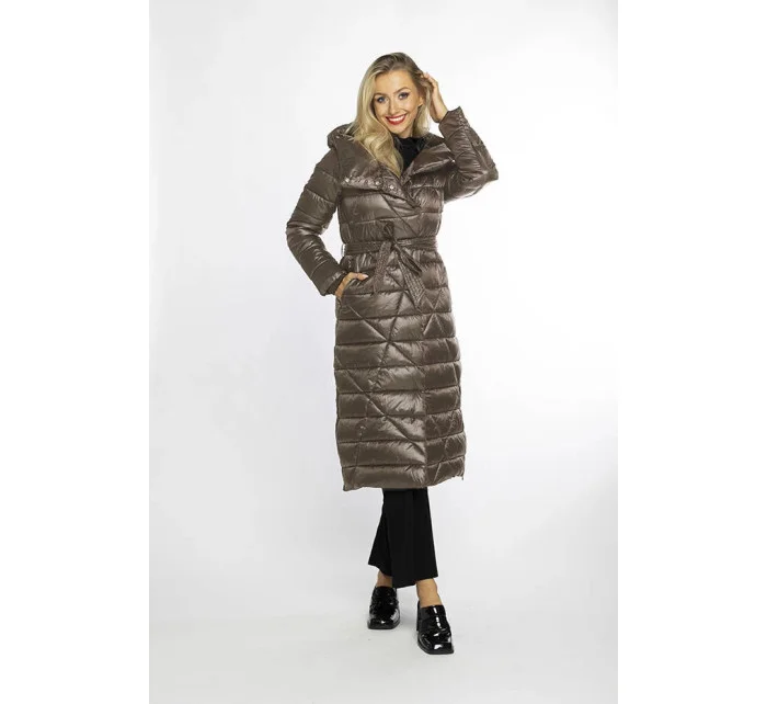 Dámská bunda ve velbloudí barvě s páskem pro zavazování model 21247094 - Ann Gissy