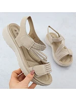 Dámské sandály na platformě pohodlné béžové model 22087466 - Hikvision Dámské sandály na platformě pohodlné béžové model 22087466 - Hikvision