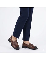 Dámské kožené polobotky hnědé model 22060128 - VINCEZA