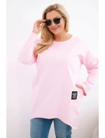 Dámská halenka Plus Size s prodlouženým zadním dílem a dlouhým rukávem bonbónově růžová Dámská halenka Plus Size s prodlouženým zadním dílem a dlouhým rukávem bonbónově růžová