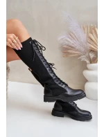 Šněrovací kozačky s elastickým svrškem černé model 21679800 - Boto