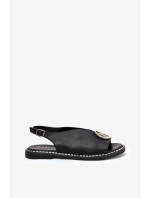 Ploché Elegantní Sandály S Dekorací Černé model 21685756 - Boto Ploché Elegantní Sandály S Dekorací Černé model 21685756 - Boto