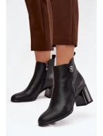 Dámské kožené zateplené boty Jovelle – černé, na podpatku Dámské kožené zateplené boty Jovelle – černé, na podpatku