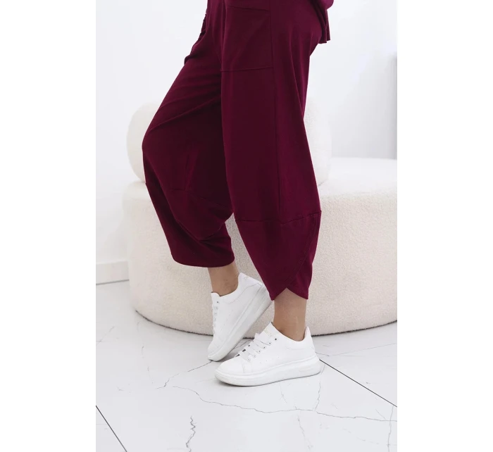 Bavlněný komplet halenka a kalhoty 6727 bordó - Kesi