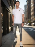 Pánská polokošile s nášivkami bílá FashionStreet PX0635