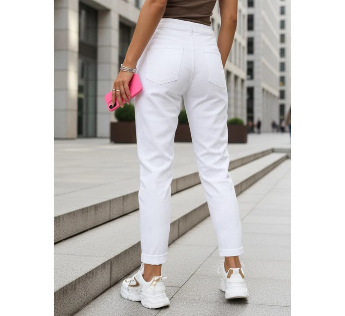 Spodnie jeansowe damskie mom fit z wysokim stanem białe FashionStreet UY2906