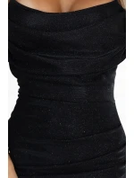 černé lesklé dámské nařasené šaty model 21417000 - numoco basic