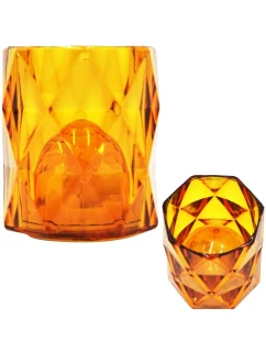 MINI DEKORATIVNÍ LAMPA 6 CM JANTAROVÁ TEPLÁ BÍLÁ 1 LED