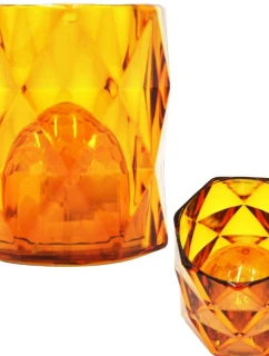 MINI LAMPA DEKORACYJNA 6 CM AMBER CIEPŁY BIAŁY 1 LED