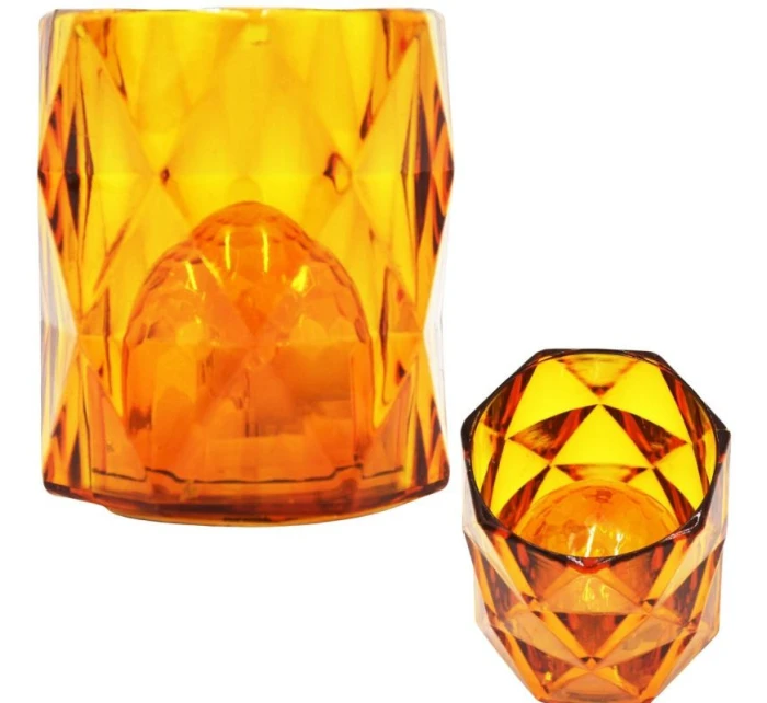 MINI DEKORATIVNÍ LAMPA 6 CM JANTAROVÁ TEPLÁ BÍLÁ 1 LED