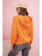 Dámská bavlněná mikina s kapucí a kapsami oranžová