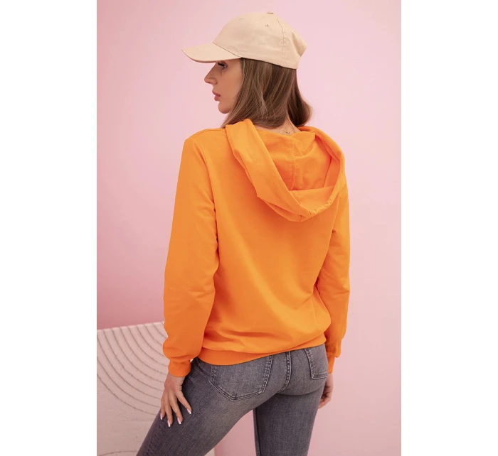 Dámská bavlněná mikina s kapucí a kapsami oranžová