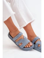 Dámské pantofle se zdobením na platformě modré Delyna Dámské pantofle se zdobením na platformě modré Delyna