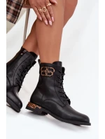 Dámské botky Artiker – černé, zateplené, s ozdobou, na nízkém podpatku Dámské botky Artiker – černé, zateplené, s ozdobou, na nízkém podpatku