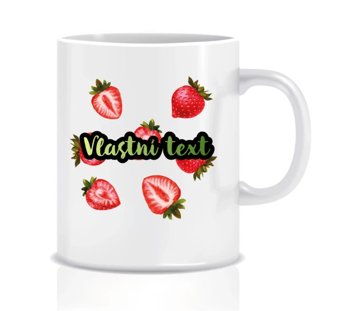 Personalizovaný klasický bílý hrníček s ovocem a textem 