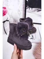 Dívčí Sněhové model 21544406 Boty S Kožešinou Semišové šedé Amelia - Boto