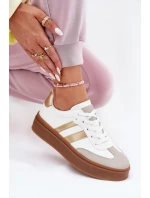 Dámské Tenisky Na Platformě Z Eko Kůže Bílá-Zlatá Elaraven