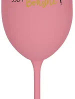 VÍNO JE NÁPOJ BOHŮ. JSEM BOHYNĚ! - růžová sklenice na víno 350 ml