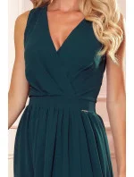 Dlouhé dámské šaty v lahvově zelené   model 20648437 - numoco