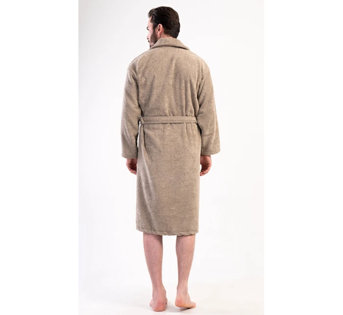 Pánský župan se šálovým límcem model 21820325 Béžová - Vienetta Pánský župan se šálovým límcem model 21820325 Béžová - Vienetta